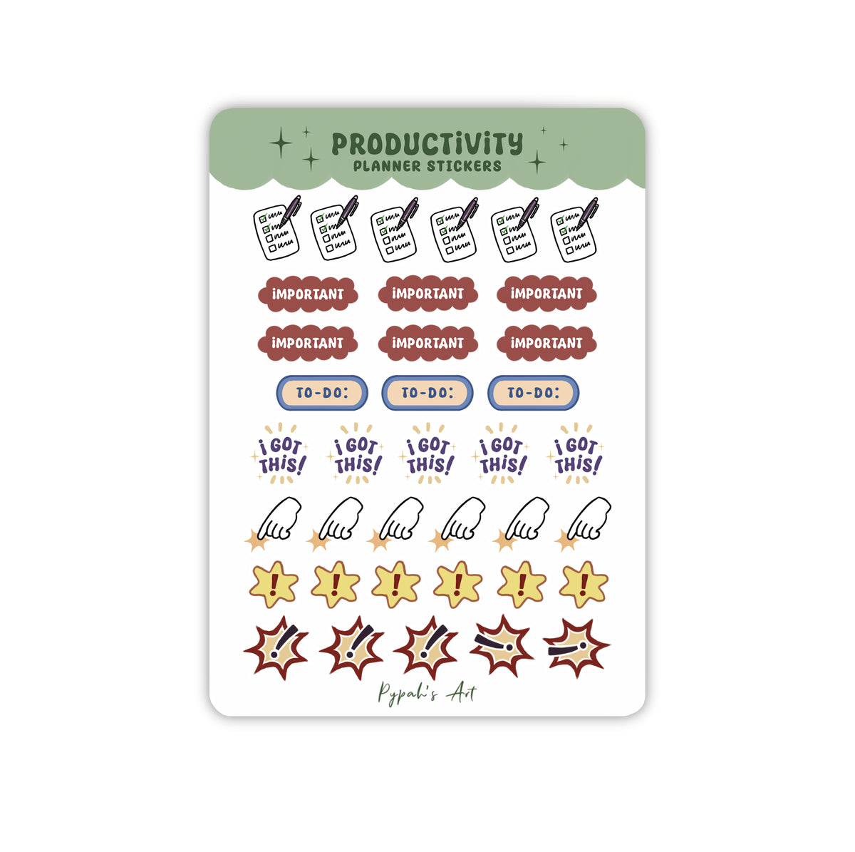 Productivity Planner Sticker Sheet