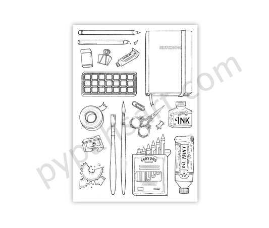 Art Supplies Clear Stamps Sheet
