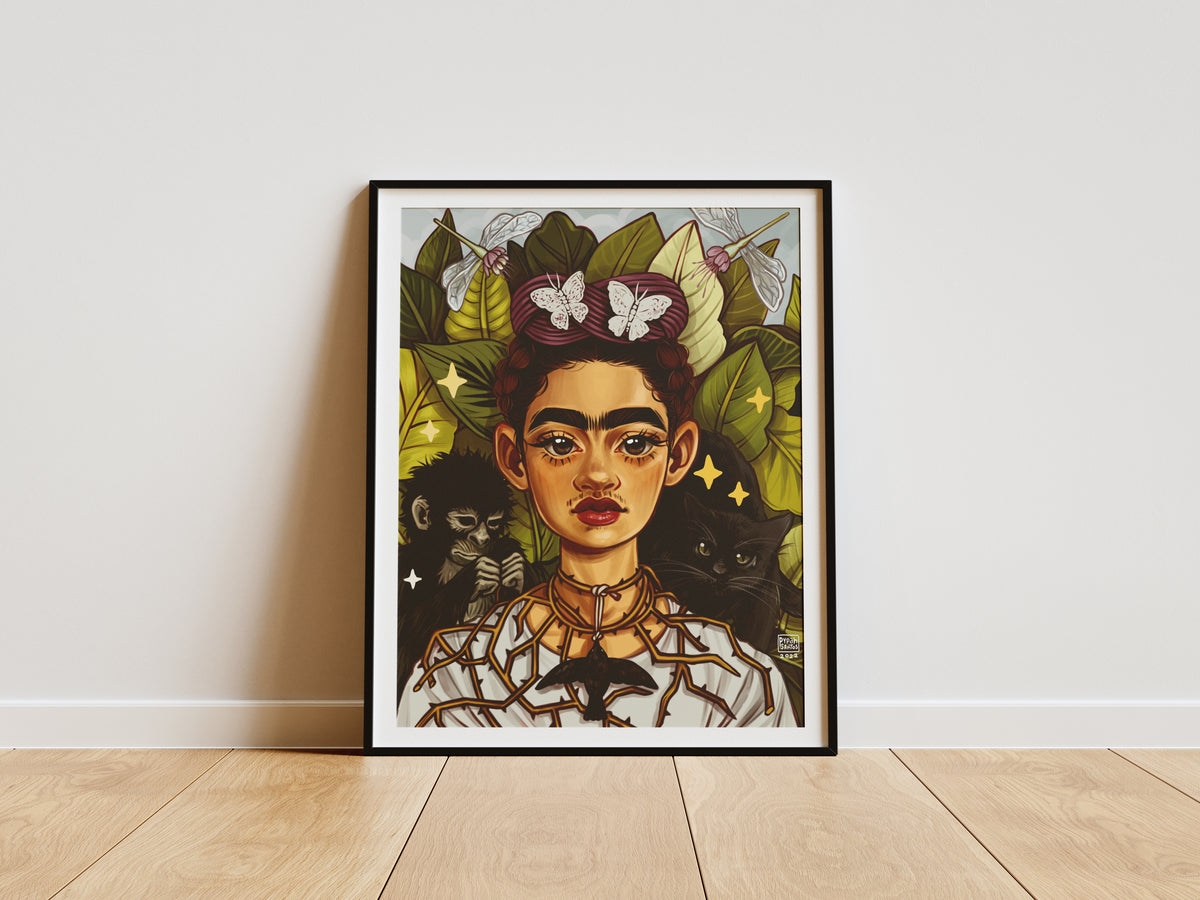 "Frida Kahlo" Redraw Gold Foil Print