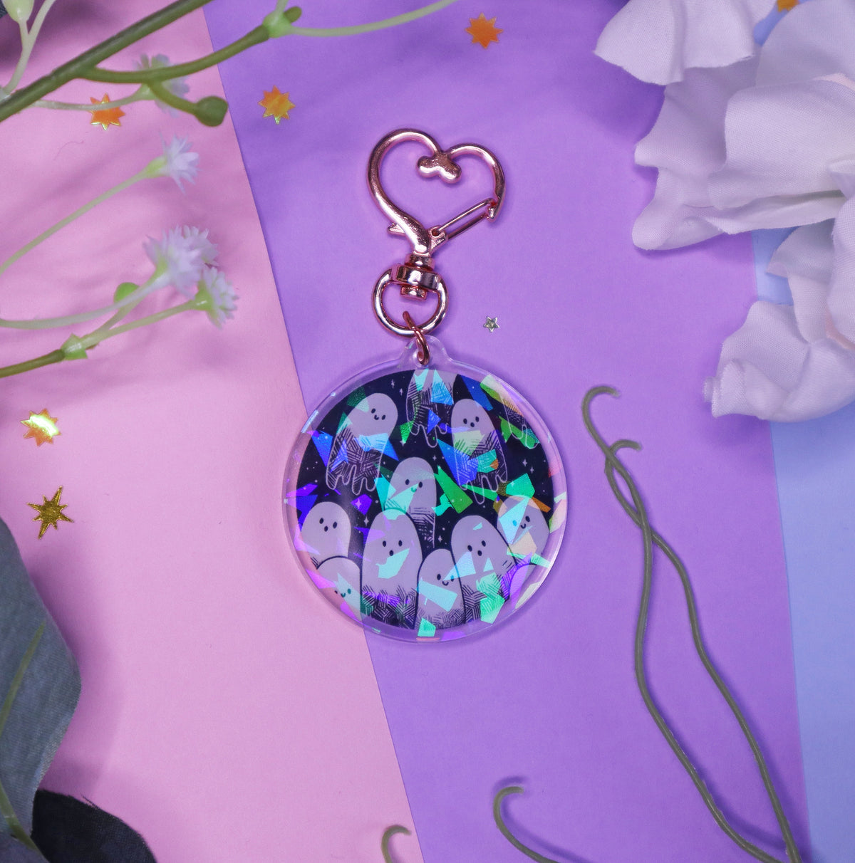 Round Ghost Boys Holographic Charm