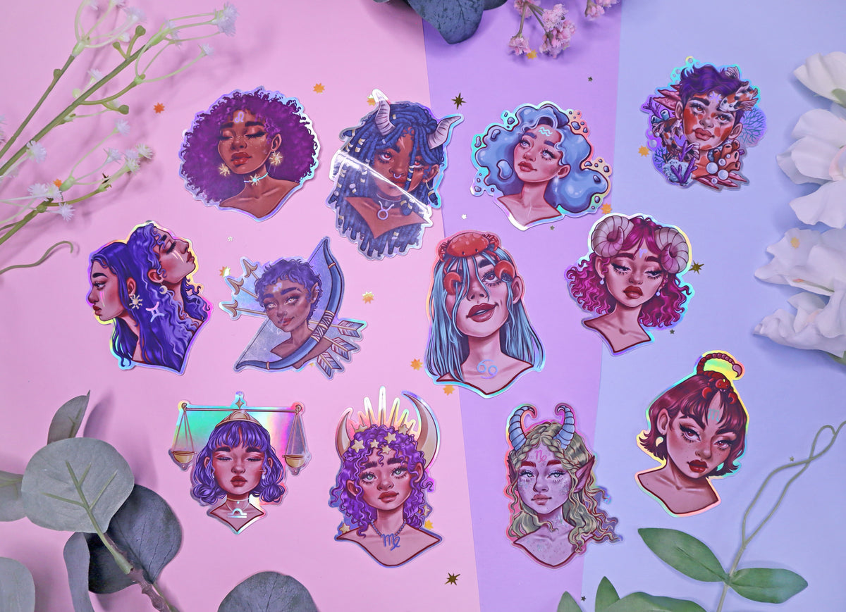 Zodiac Goddesses Holographic Stickers