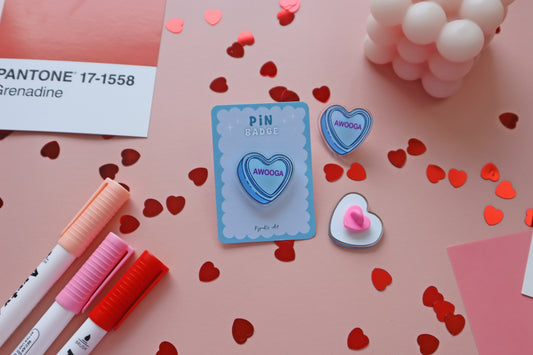 'Awooga' Love Heart Acrylic Pin