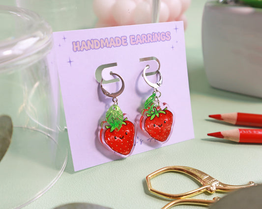 Little Strawberries Huggie Earrings