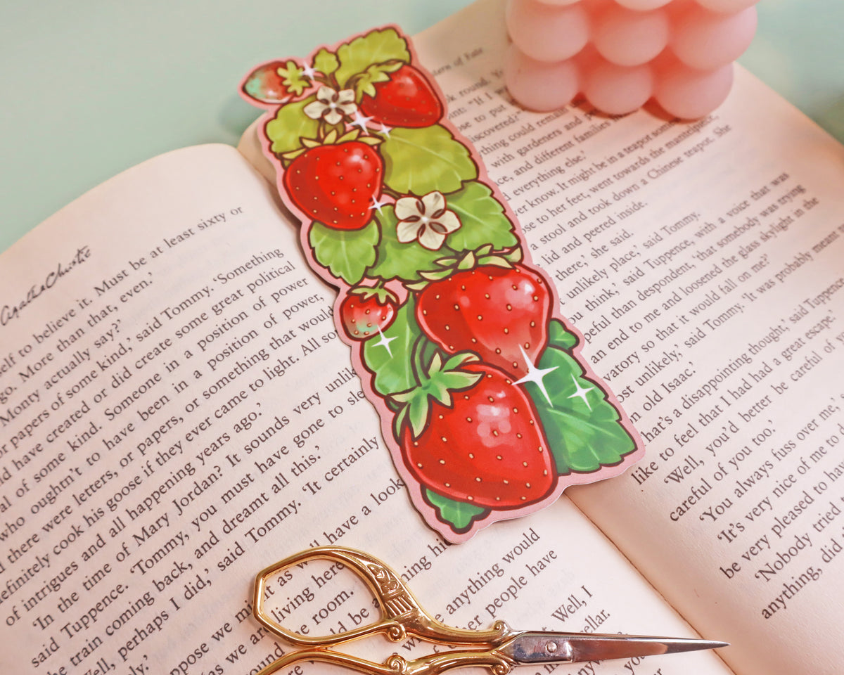 Strawberries Die Cut Bookmark