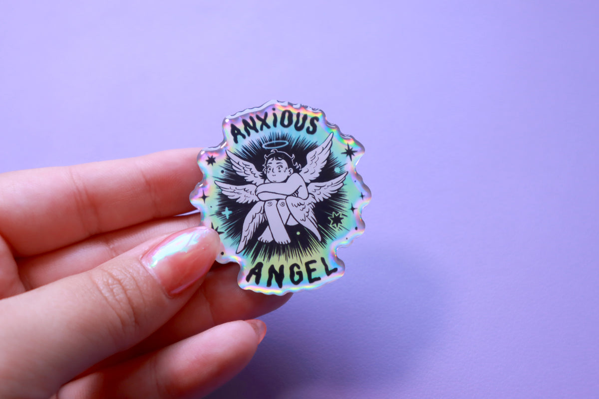 Anxious Angel Holographic Pin