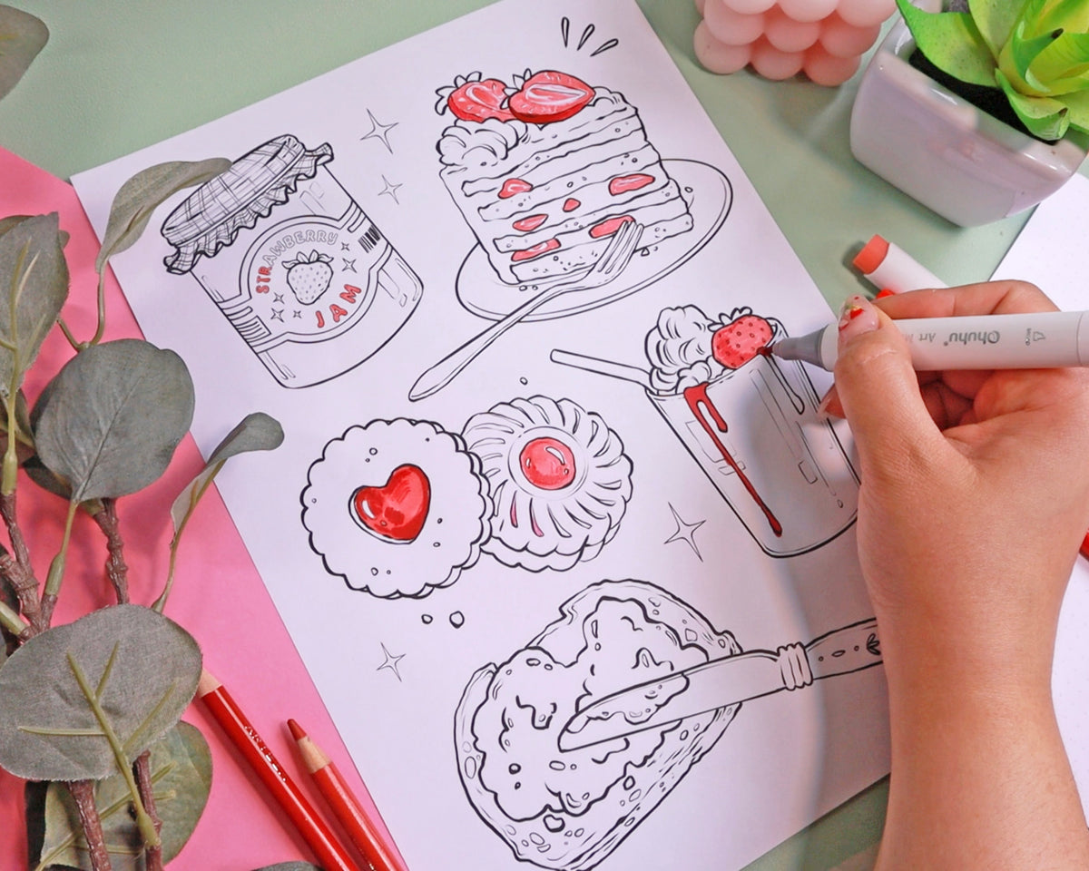 Strawberry Themed Colouring Pages x3 (Digital Download)