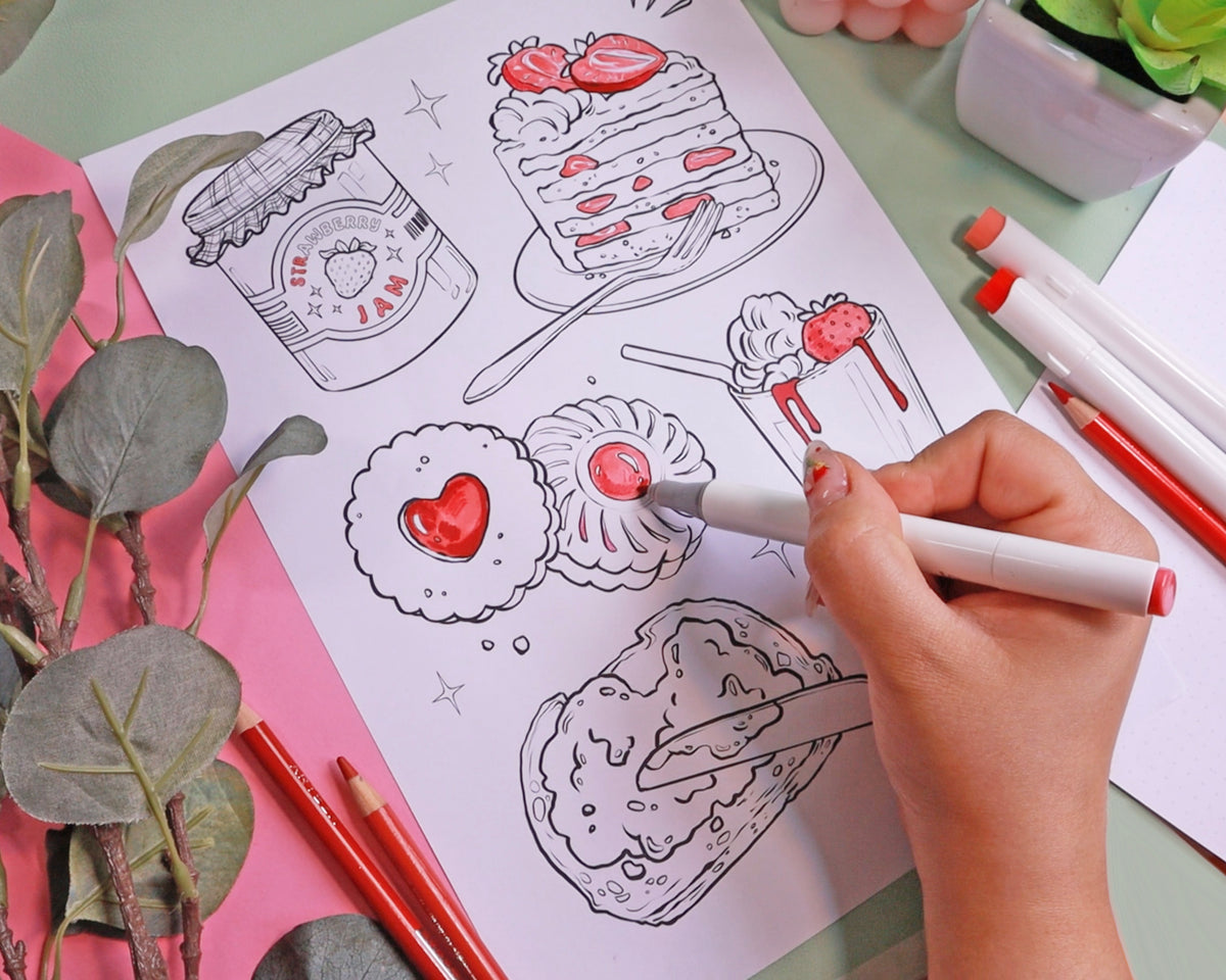 Strawberry Themed Colouring Pages x3 (Digital Download)