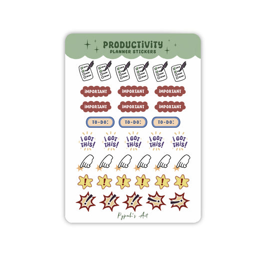 Productivity Planner Sticker Sheet