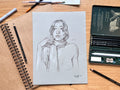 "Life Drawing Study Portrait 1" Original Pencil Drawing