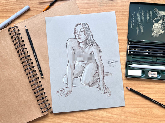 "Life Drawing Study 4" Original Pencil Drawing
