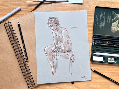 "Life Drawing Study 9" Original Pencil Drawing