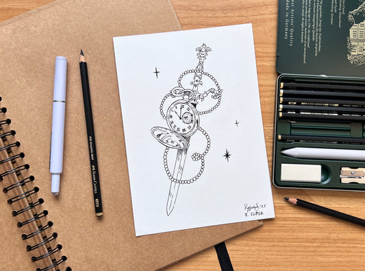 "Clock" Original Ink Drawing
