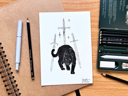 "Feline" Original Ink Drawing
