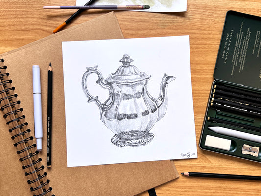 "Mirrored Vessel Study" Original Pencil Drawing