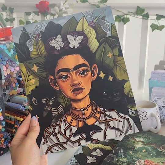 "Frida Kahlo" Redraw Gold Foil Print