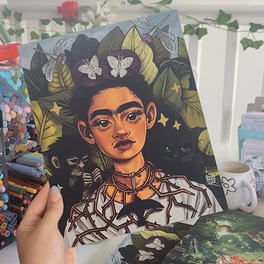 "Frida Kahlo" Redraw Gold Foil Print