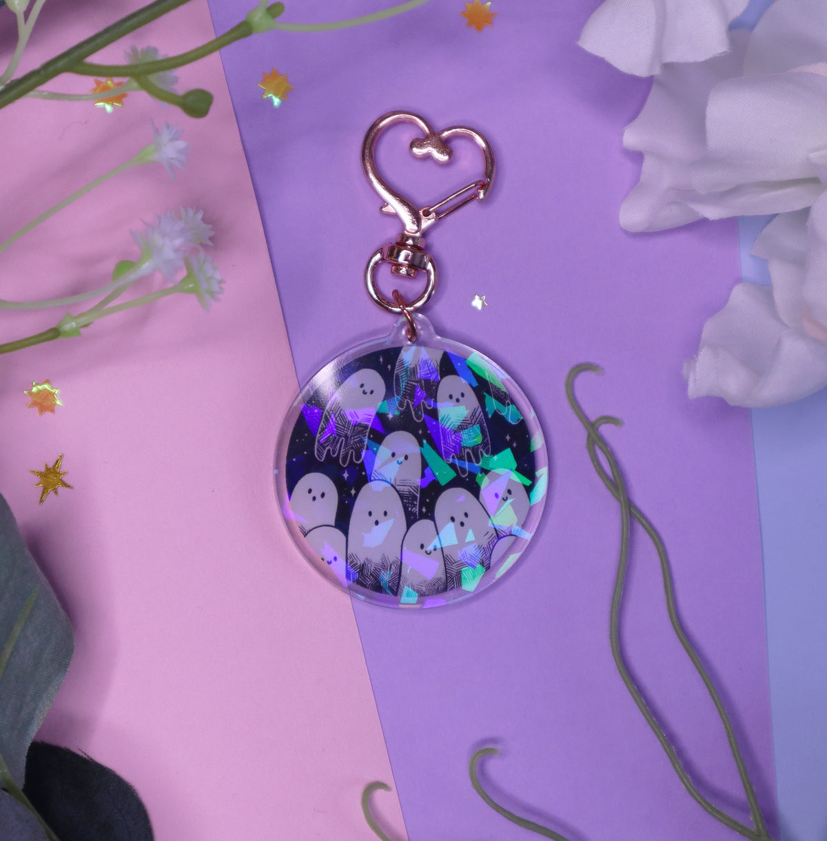 Round Ghost Boys Holographic Charm