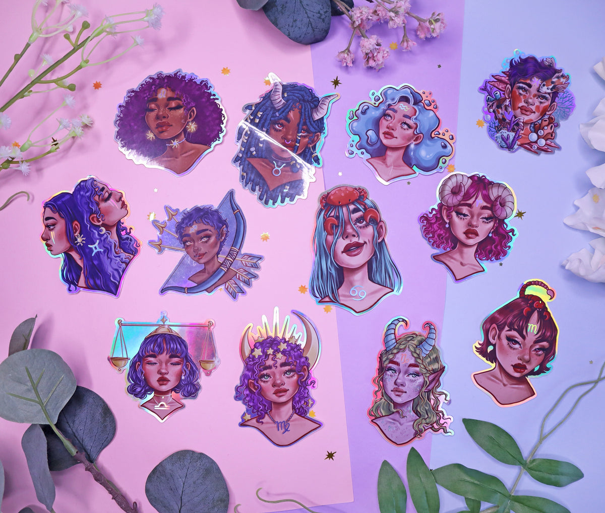 Zodiac Goddesses Holographic Stickers