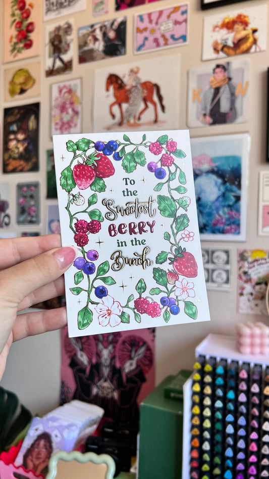 "To The Sweetest Berry In the Bunch" A6 Gold Foil Greeting Card
