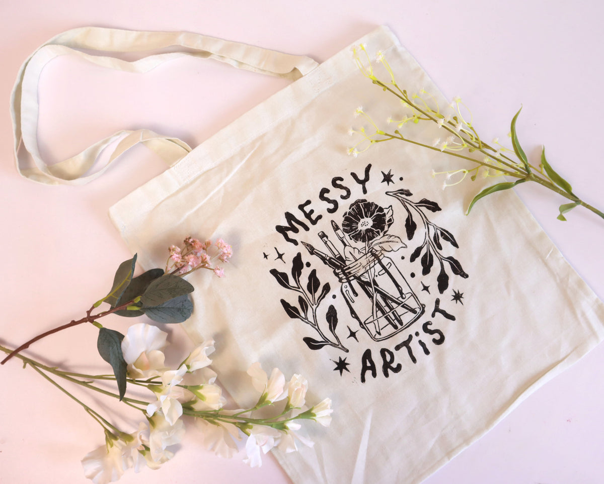 Lino Print Tote Bags