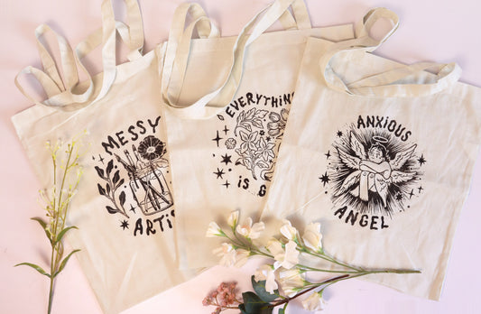 Lino Print Tote Bags