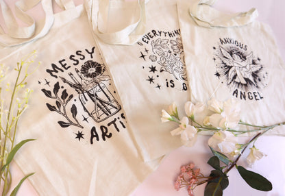 Lino Print Tote Bags