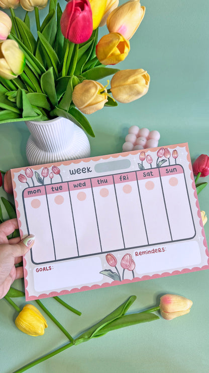 Tulips A4 Weekly Notepad