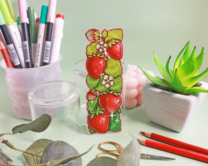 Strawberries Die Cut Bookmark