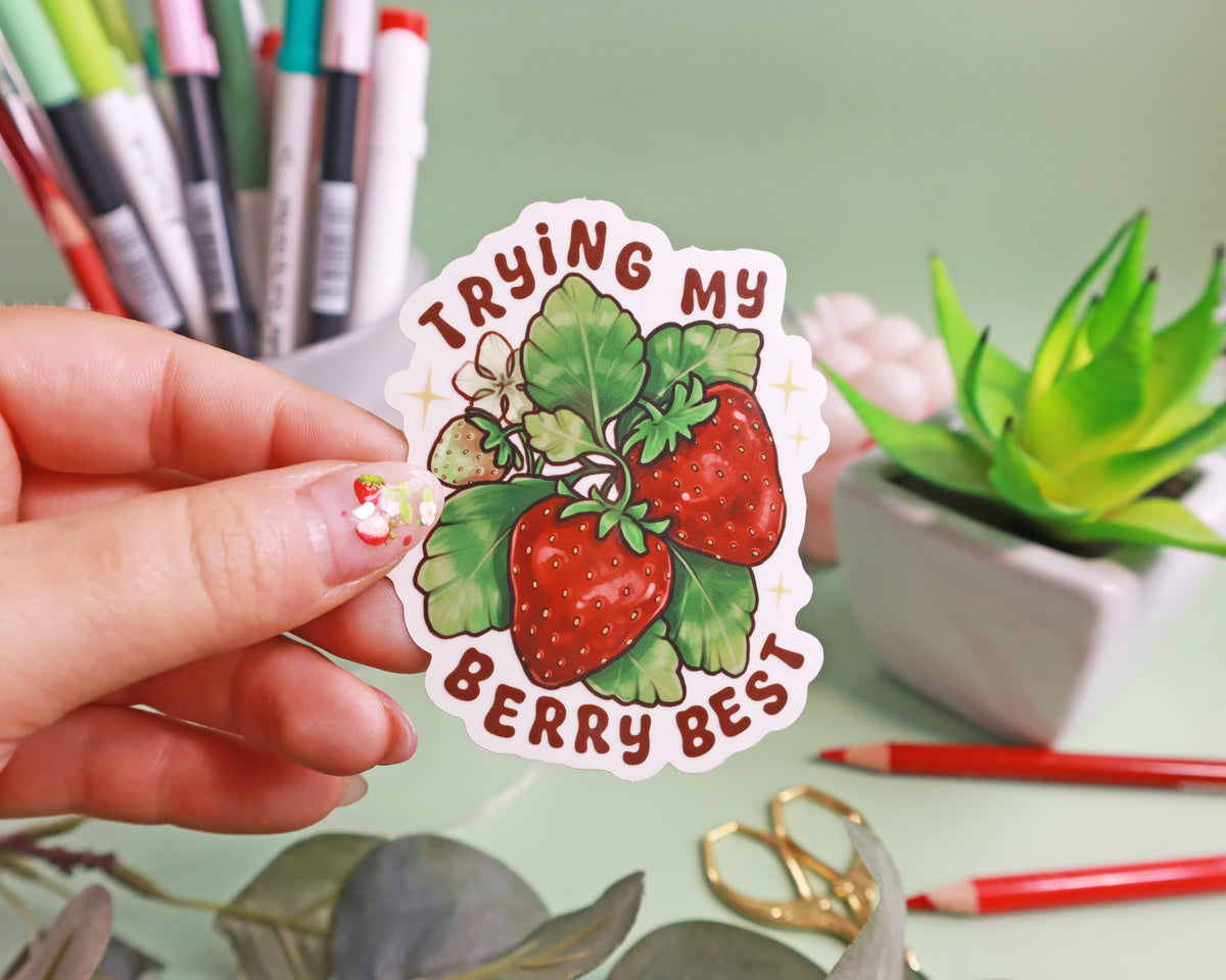 "Trying My Berry Best" Clear Vinyl Sticker