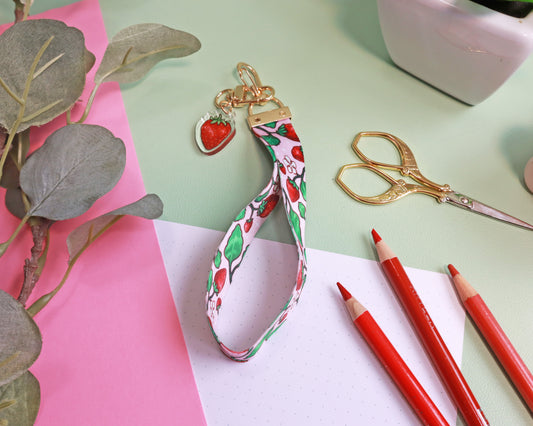 Strawberry Wrist Strap Keychain