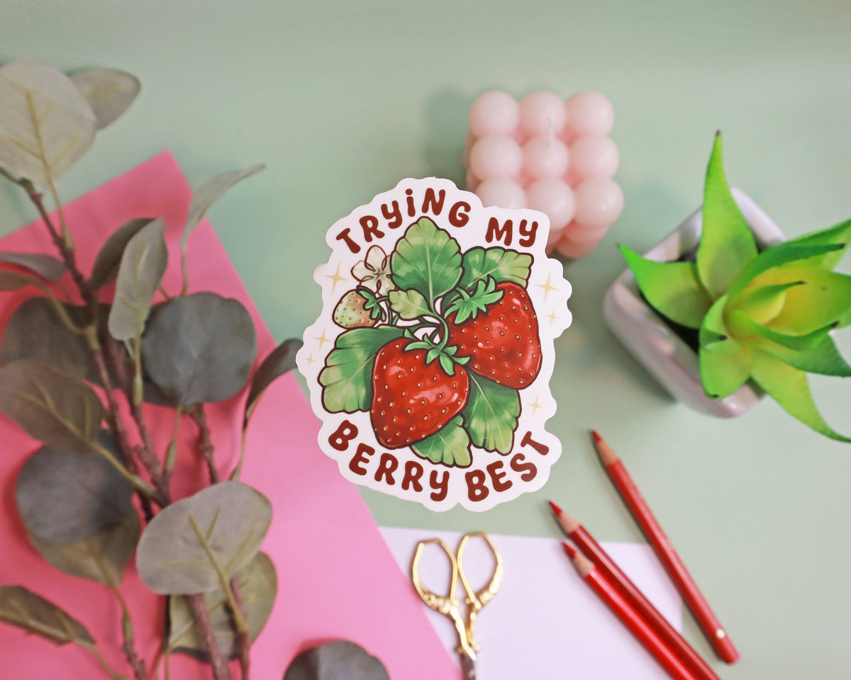 "Trying My Berry Best" Clear Vinyl Sticker