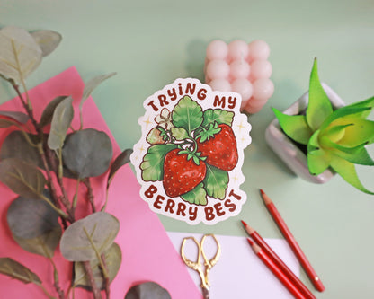 "Trying My Berry Best" Clear Vinyl Sticker
