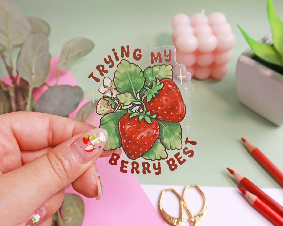 "Trying My Berry Best" Clear Vinyl Sticker