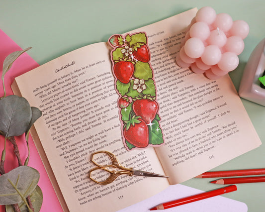 Strawberries Die Cut Bookmark