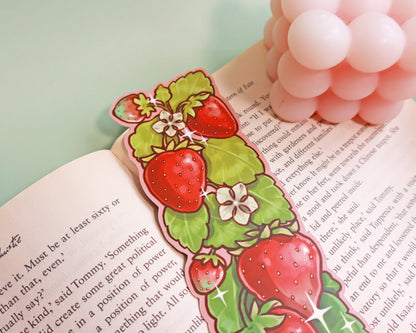 Strawberries Die Cut Bookmark