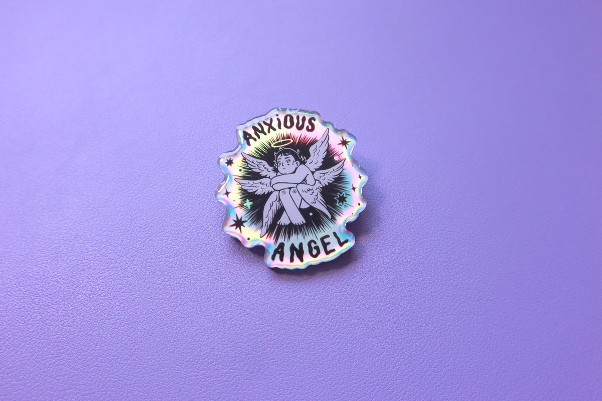 Anxious Angel Holographic Pin