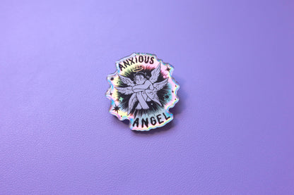 Anxious Angel Holographic Pin