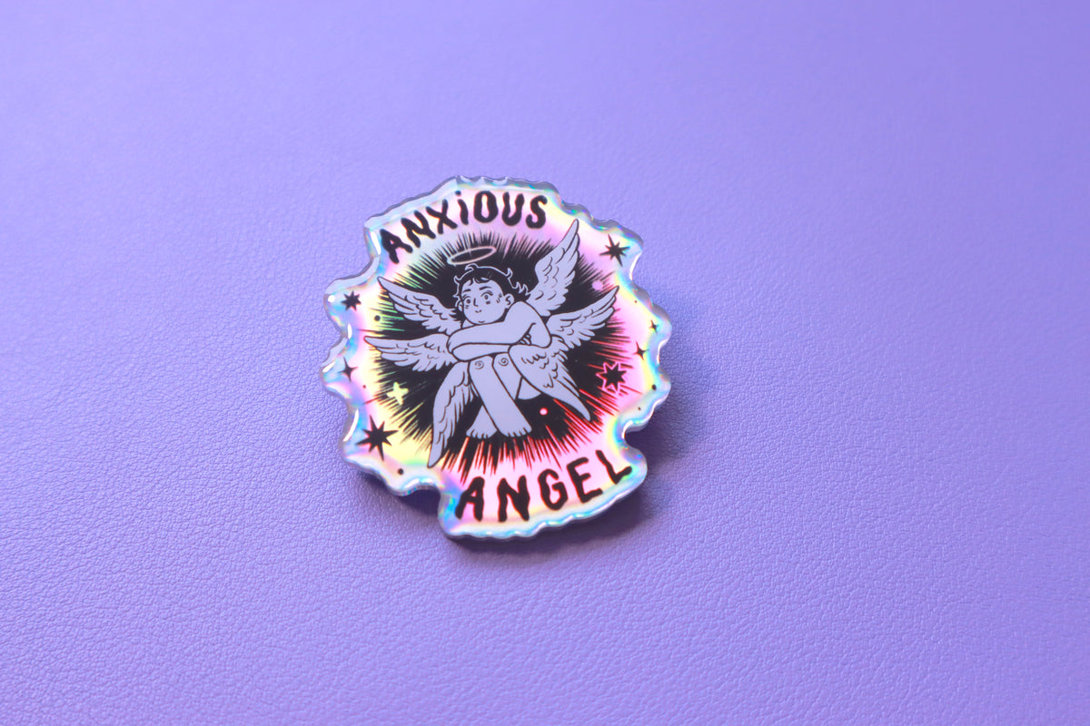 Anxious Angel Holographic Pin