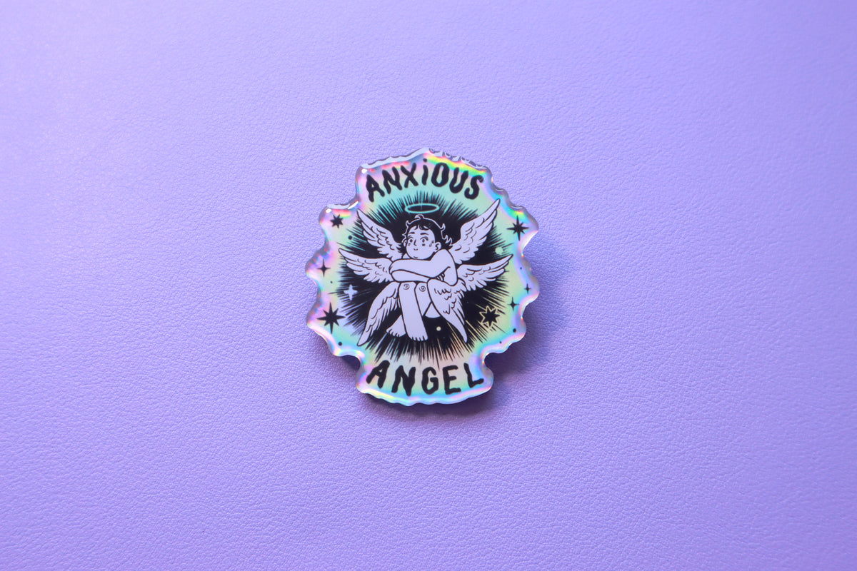 Anxious Angel Holographic Pin