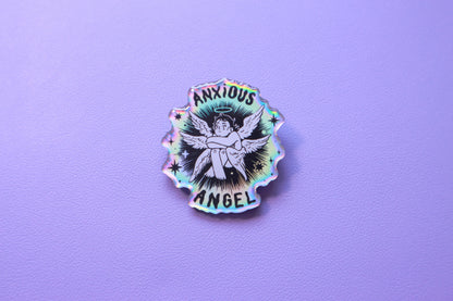 Anxious Angel Holographic Pin