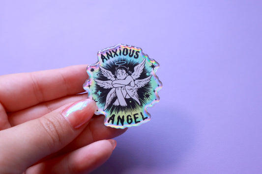 Anxious Angel Holographic Pin