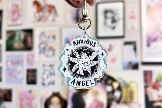 'Anxious Angel' Acrylic Holographic Charm