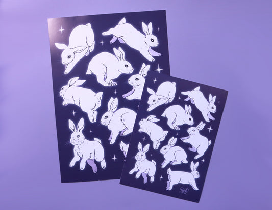 Celestial Bunnies Art Print