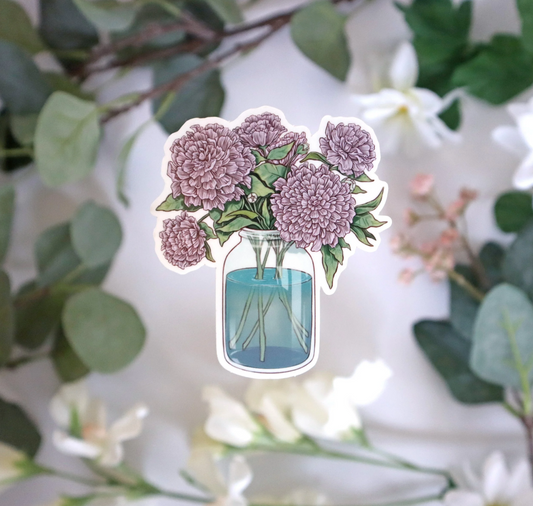 A Jar of Flowers Transparent Vinyl Sticker