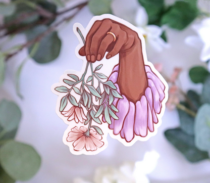 Flower Hand Transparent Vinyl Sticker