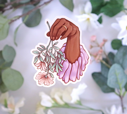 Flower Hand Transparent Vinyl Sticker