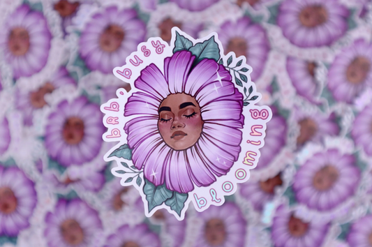"brb, busy blooming" Holographic Vinyl sticker