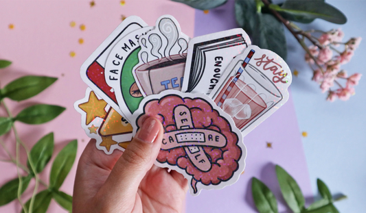 Self Care Holographic Sparkle Sticker Set (Pack of 7)