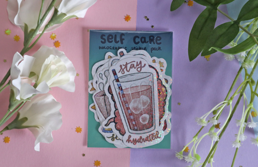 Self Care Holographic Sparkle Sticker Set (Pack of 7)