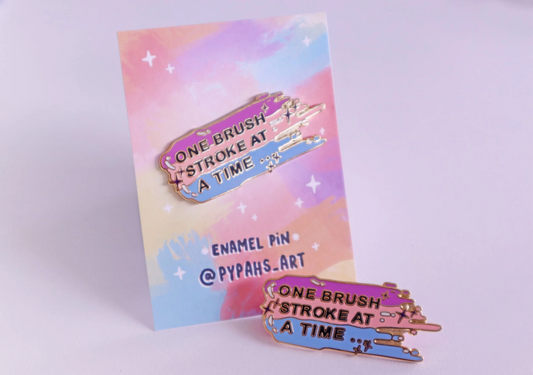 'One Brush Stroke at a Time' enamel pin